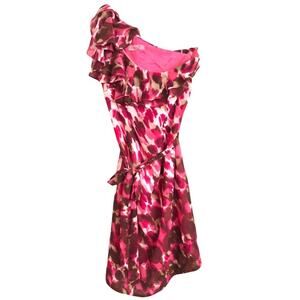 Eliza J Pink Ruffled One Shoulder Sheath Dress Size 4